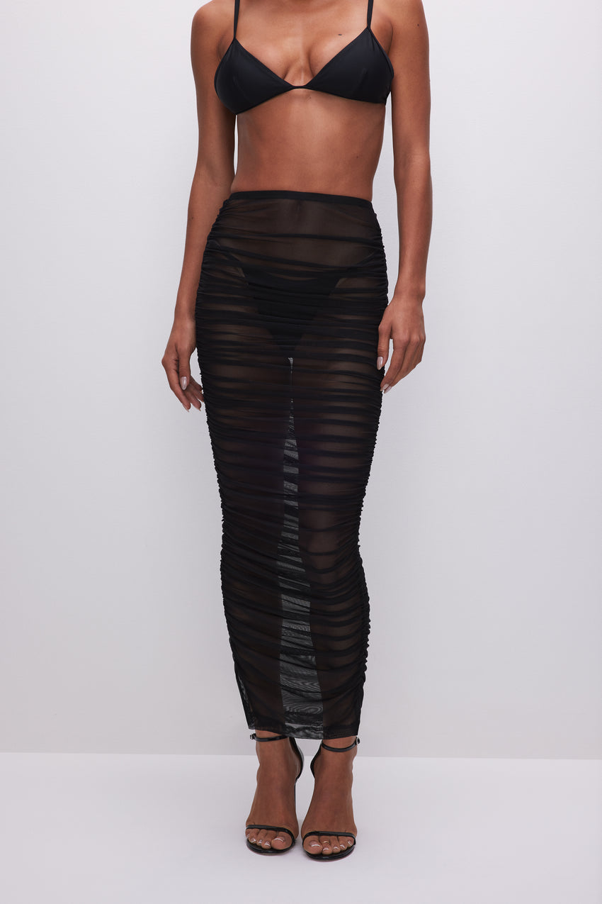 MESH RUCHED SKIRT | BLACK001 View 2 - model: Size 0 |