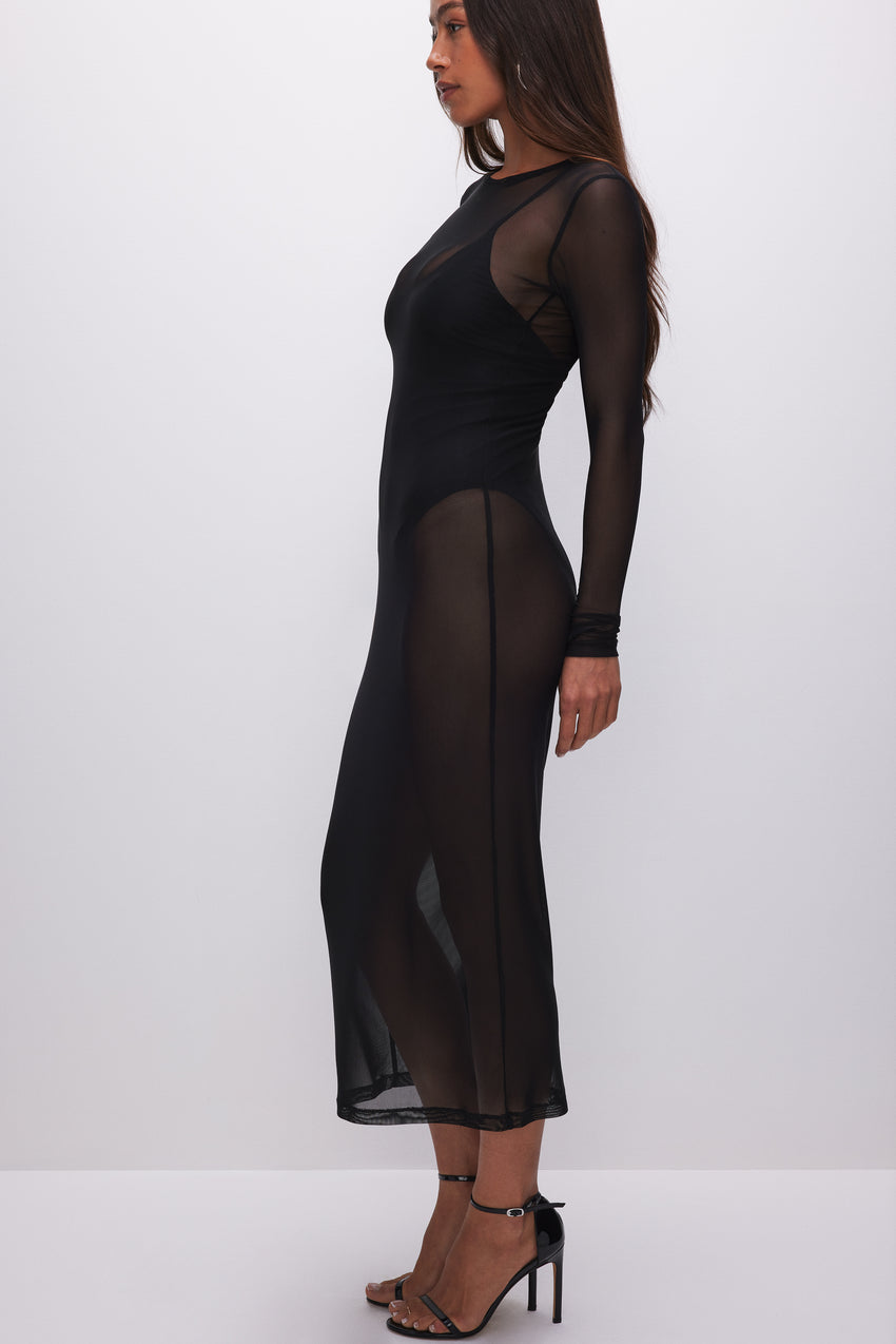 MESH MAXI DRESS | BLACK001 View 7 - model: Size 0 |