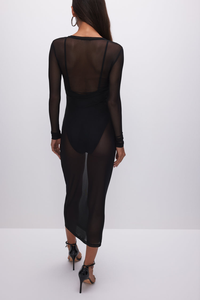 MESH MAXI DRESS | BLACK001 View 2 - model: Size 0 |