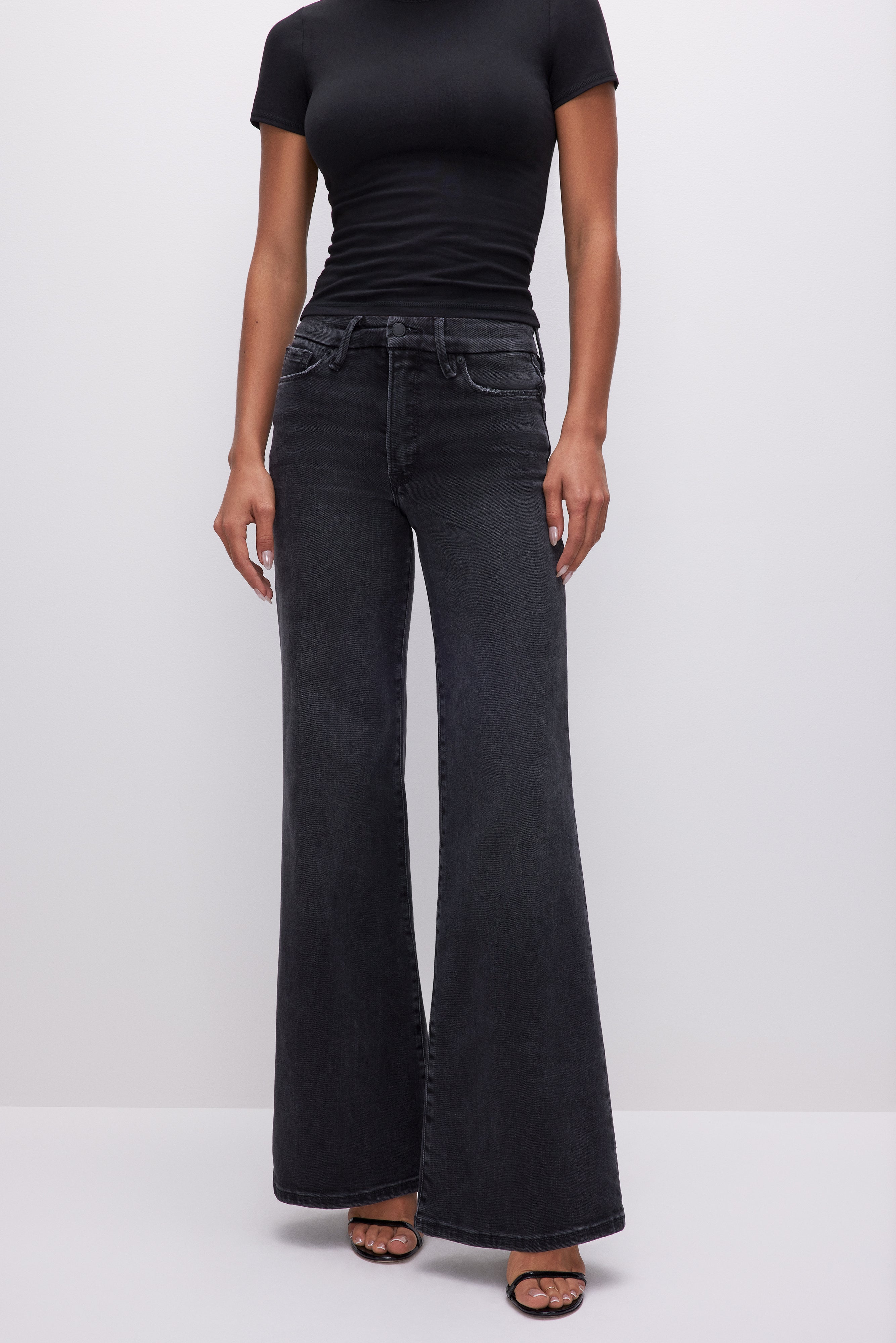 Good American Good Waist Palazzo Crop Jeans | White | Size 00 | Shopbop