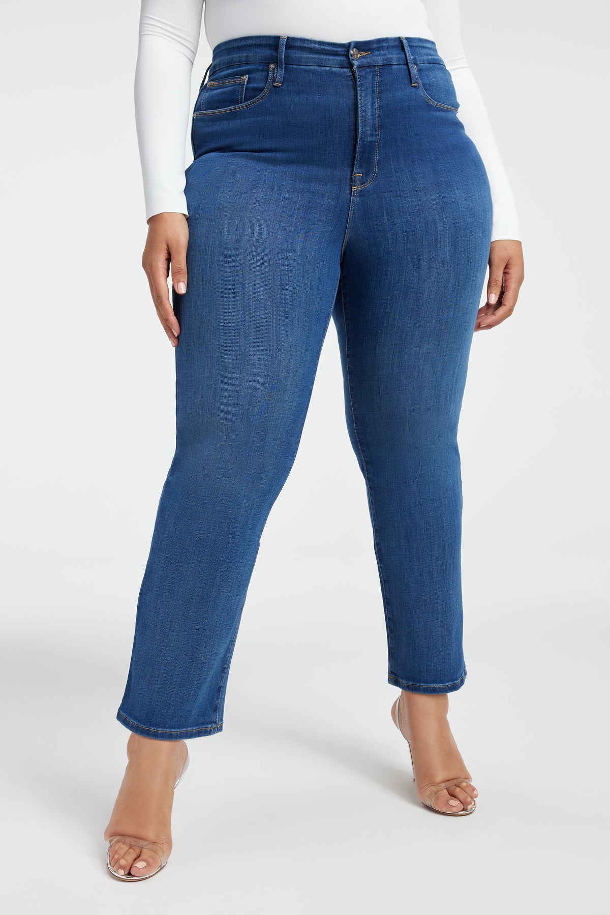 GOOD LEGS STRAIGHT JEANS| BLUE007 - GOOD AMERICAN