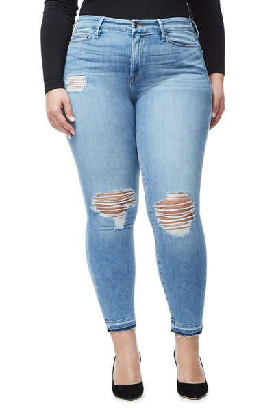 Good Legs Crop Released Hem Jeans - Blue023 | GOOD AMERICAN