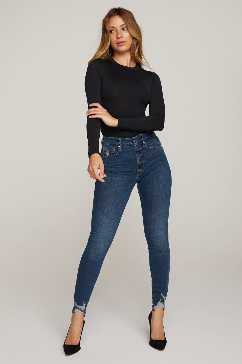 SUPER STRETCH JERSEY CREWNECK BODYSUIT | BLACK001 - GOOD AMERICAN