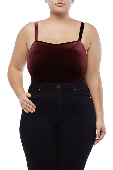 The Velvet Sweetheart Cami Bodysuit - Burgundy001 | GOOD AMERICAN