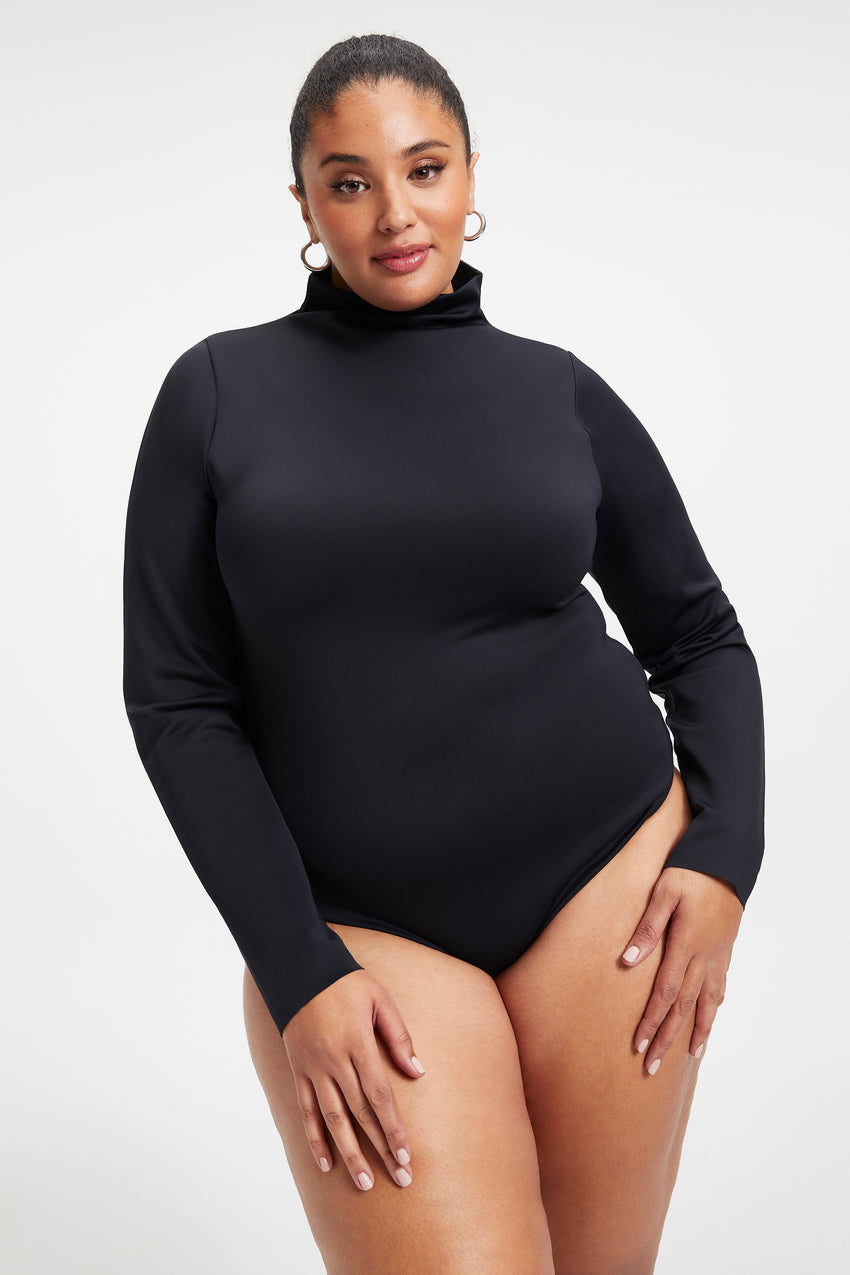 Good American New Womens Size 1 Small Black Scuba Funnel Tank Thong Bodysuit