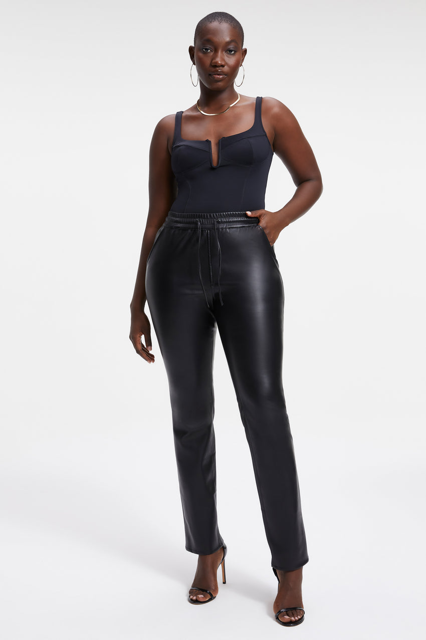 Good American U Corset Faux Leather Bodysuit