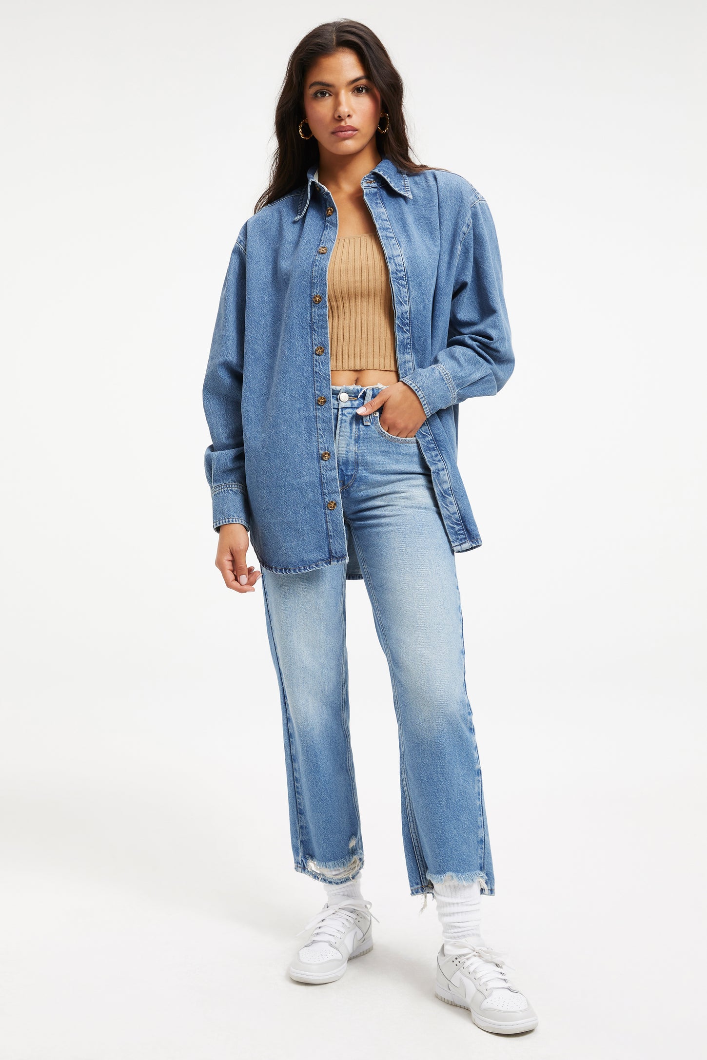 BOYFRIEND DENIM SHIRT | INDIGO173 - GOOD AMERICAN