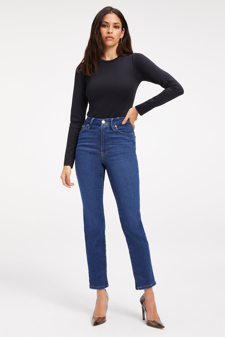 ALWAYS FITS GOOD CLASSIC SLIM STRAIGHT JEANS | BLUE822 - GOOD AMERICAN