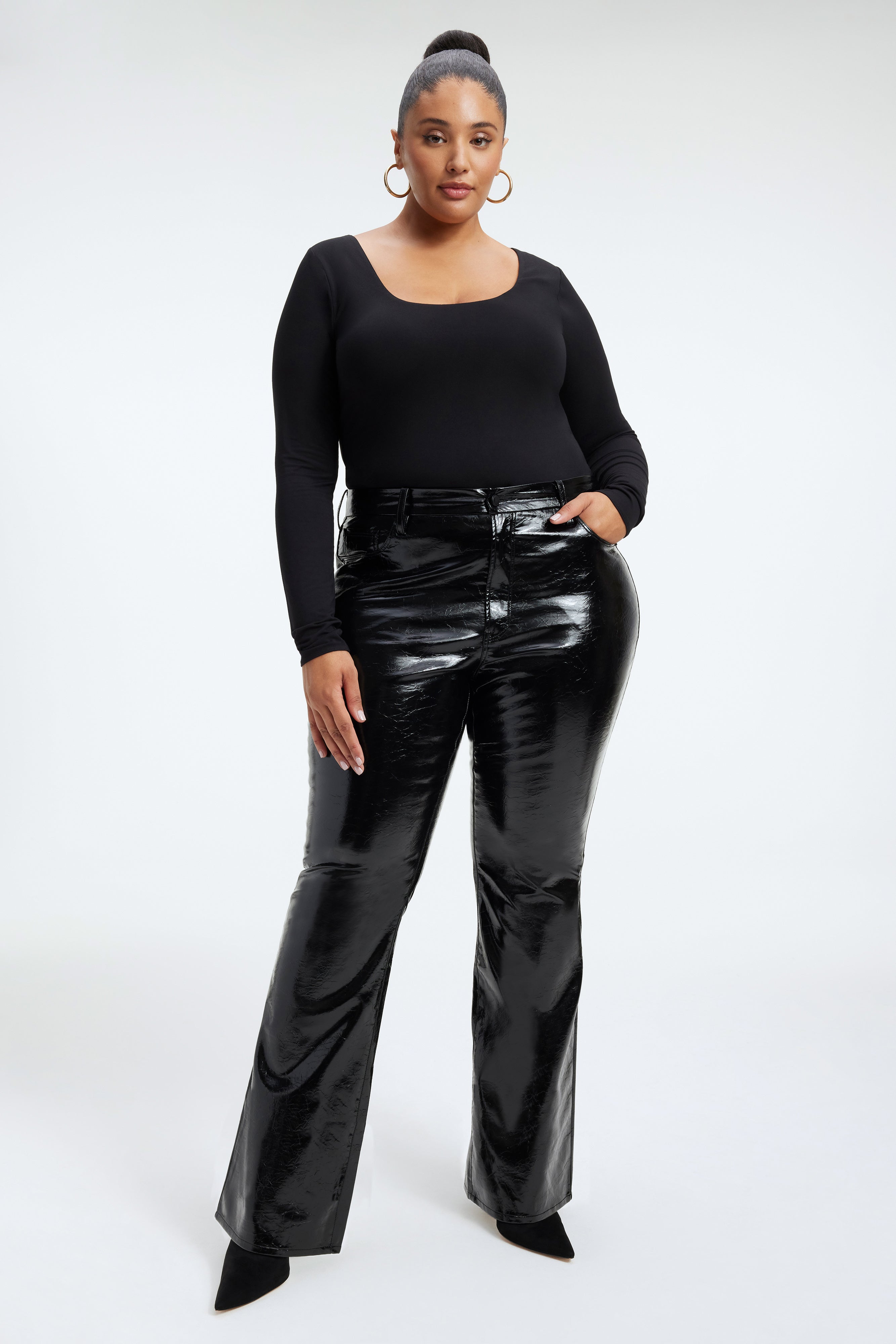 GOOD CLASSIC BOOT FAUX LEATHER PANTS | BLACK001 - GOOD AMERICAN