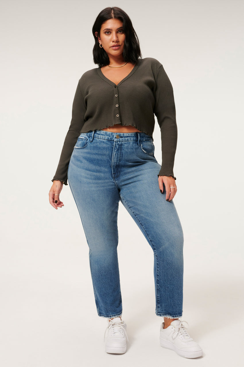 GOOD CURVE STRAIGHT JEANS | BLUE858 View 12 - model: Size 16 |