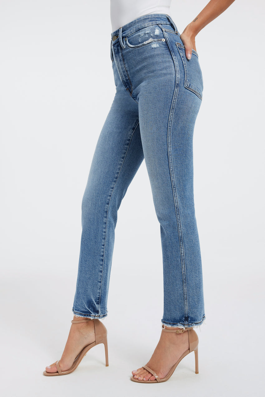 GOOD CURVE STRAIGHT JEANS | INDIGO338 View 3 - model: Size 0 |