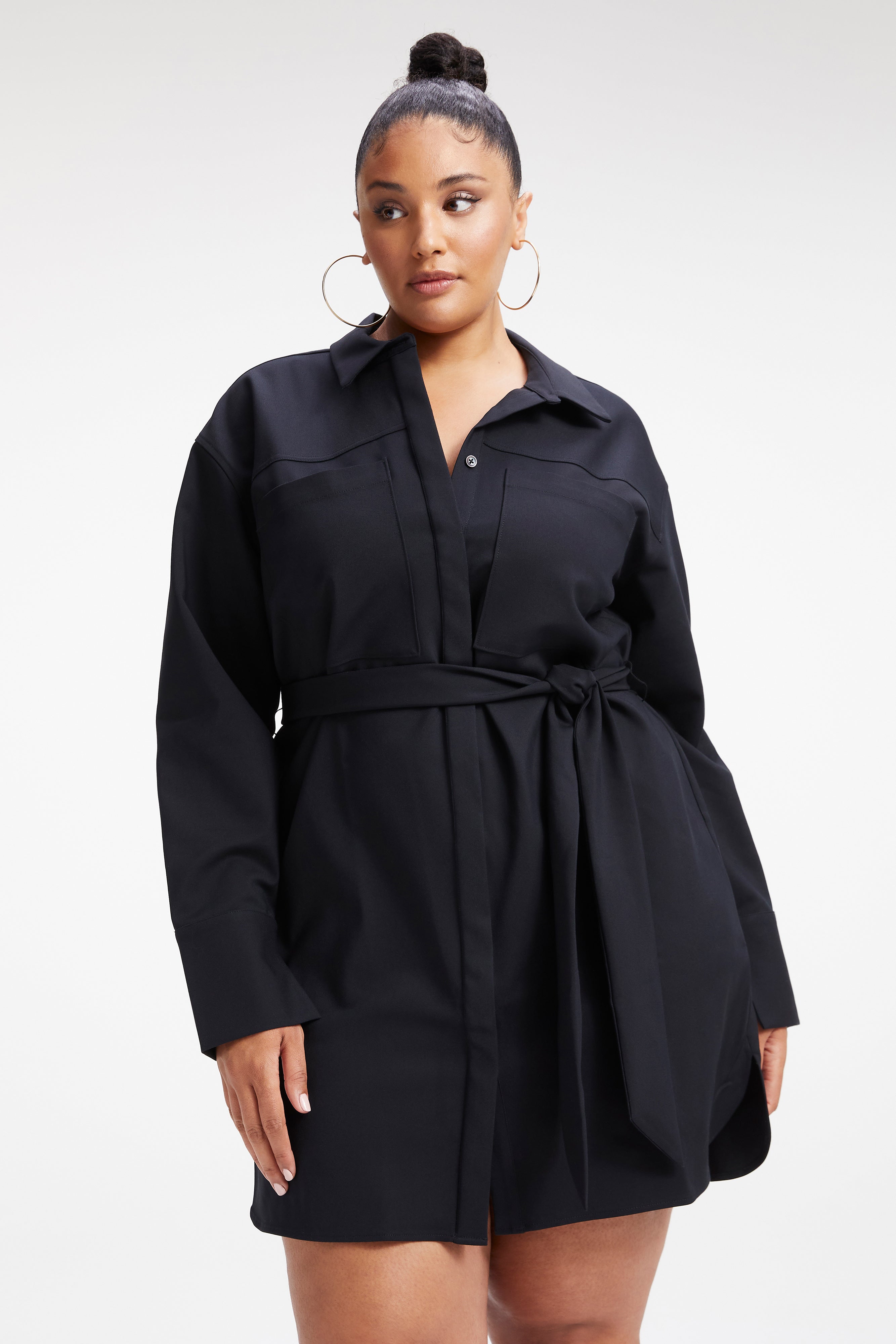 POPLIN SHIRT DRESS | BLACK001 - GOOD AMERICAN