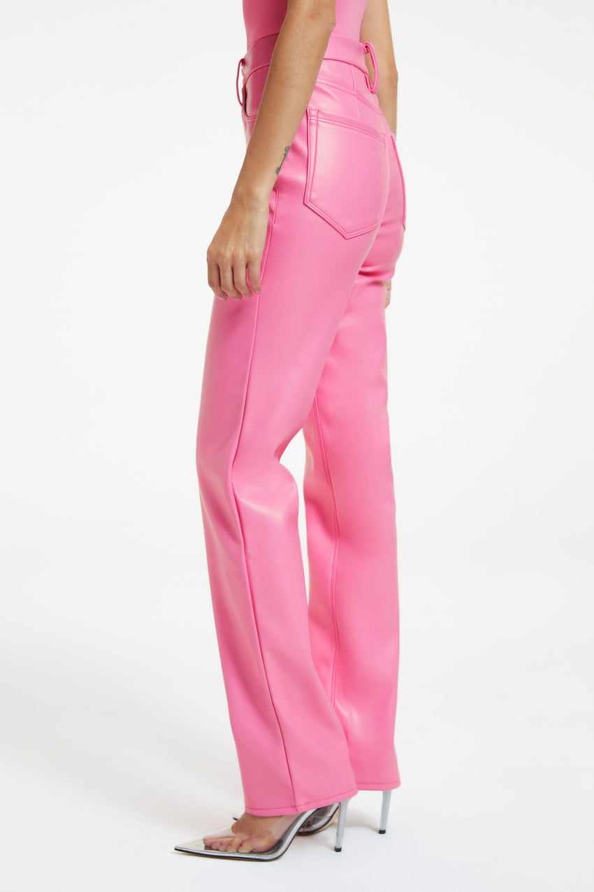 GOOD ICON FAUX LEATHER PANTS  SORORITY PINK003 - GOOD AMERICAN