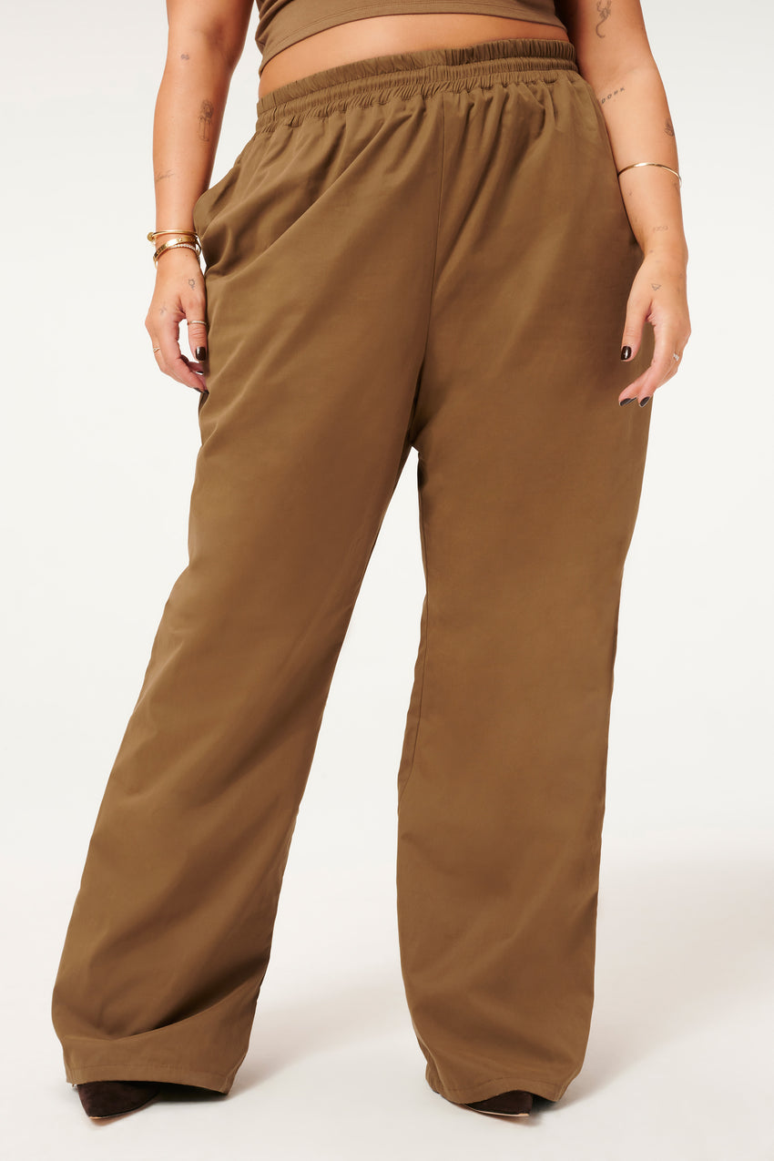 NEW Good American Sepia Brown High Rise Wide Leg Pants Women Size 12