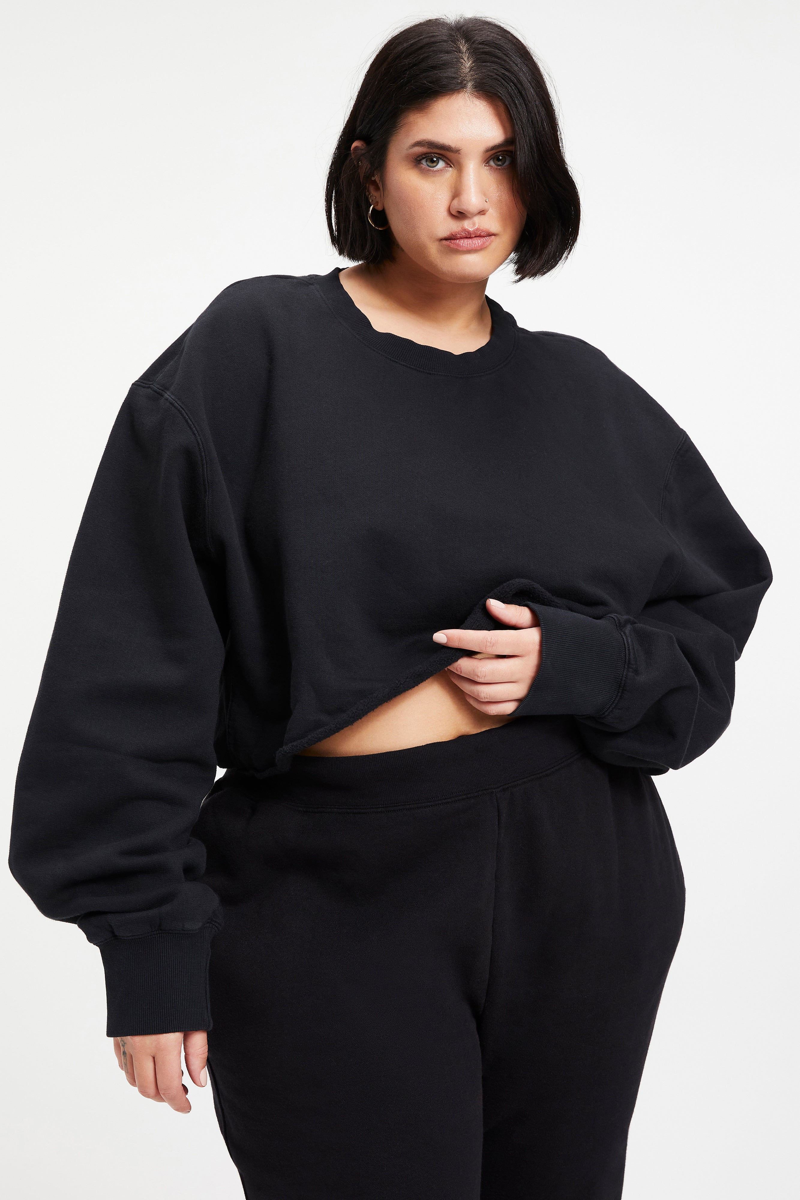 CROPPED SWEATSHIRT BLACK001 GOOD AMERICAN