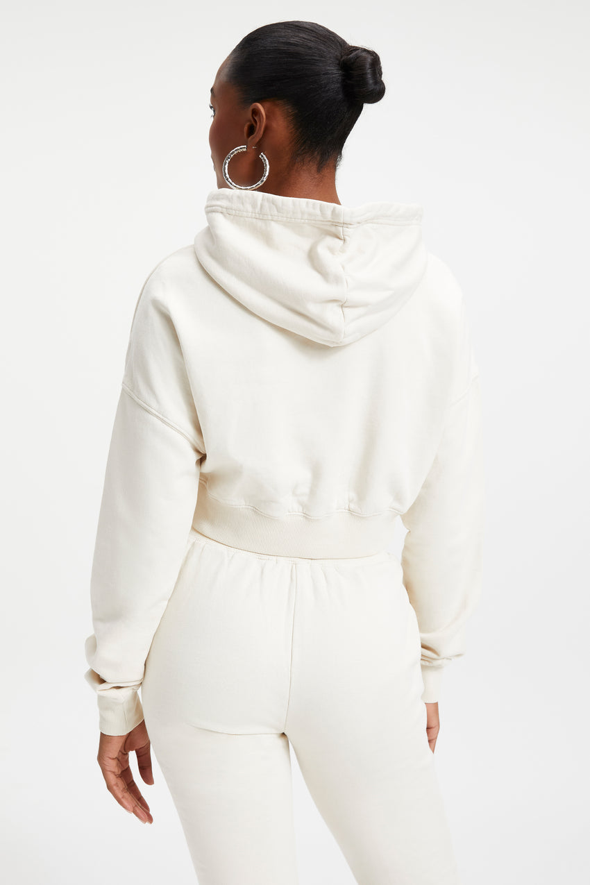 COTTON CROPPED HOODIE | BONE001 View 10 - model: Size 0 |