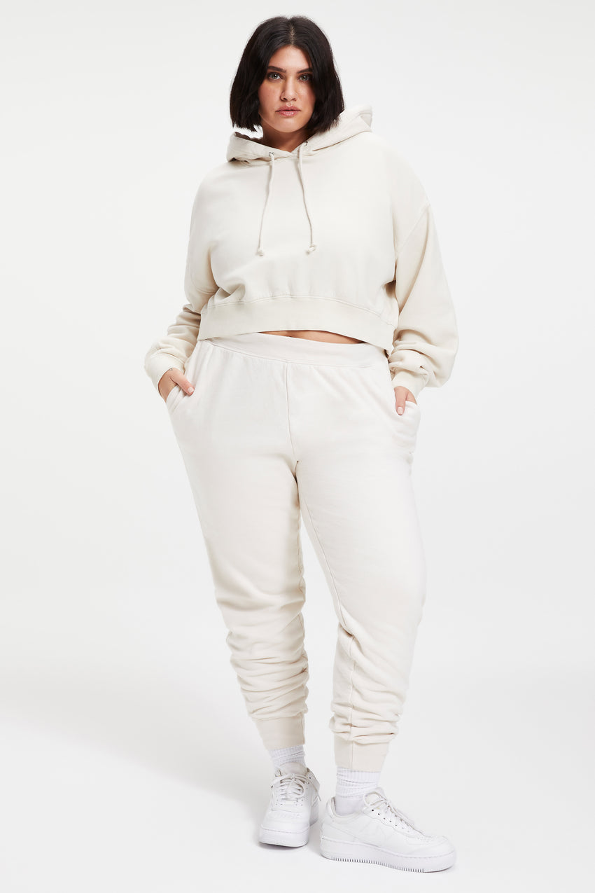 COTTON CROPPED HOODIE | BONE001 View 5 - model: Size 16 |