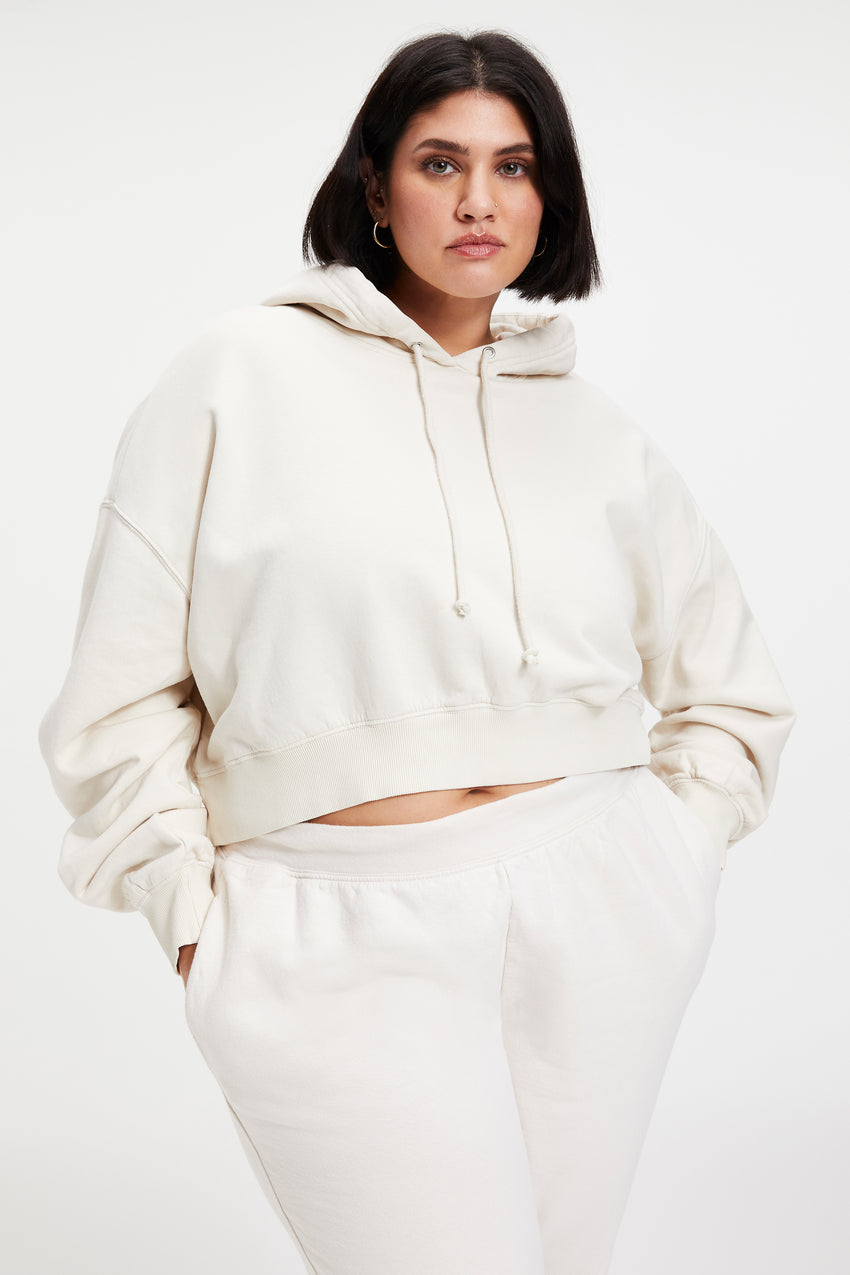 COTTON CROPPED HOODIE | BONE001 - GOOD AMERICAN