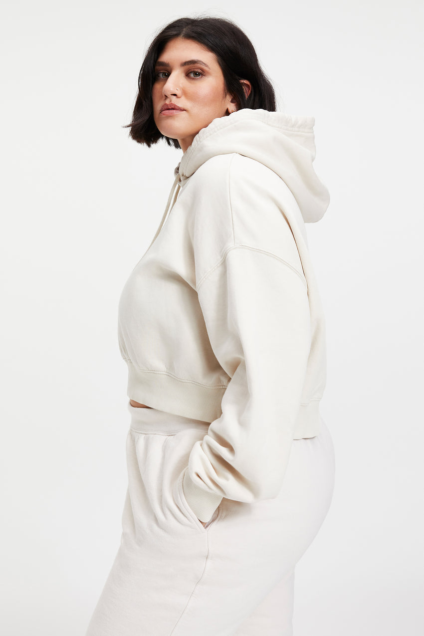 COTTON CROPPED HOODIE | BONE001 View 1 - model: Size 16 |