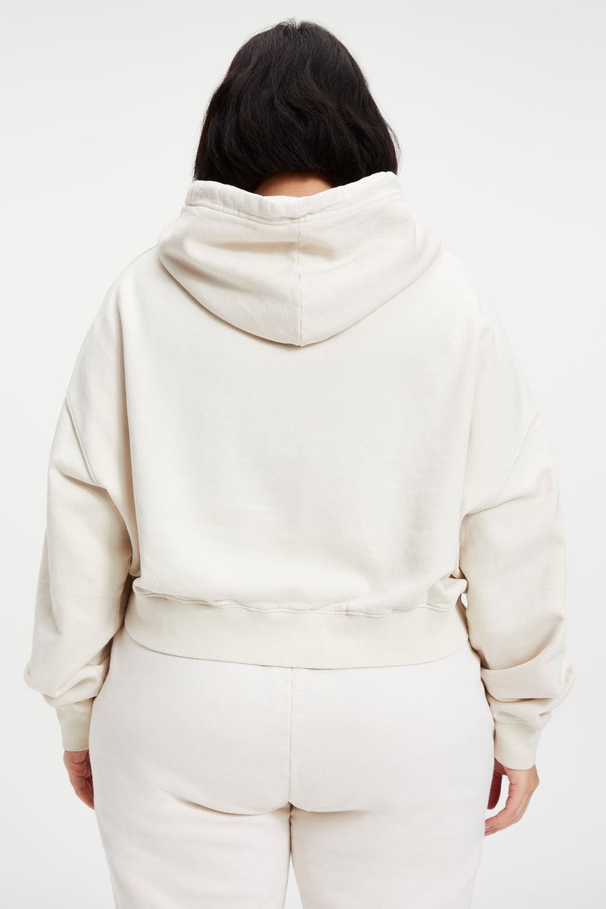 COTTON CROPPED HOODIE | BONE001 View 3 - model: Size 16 |