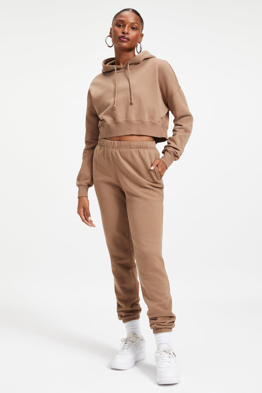 COTTON CROPPED HOODIE | PUTTY001 View 2 - model: Size 0 |