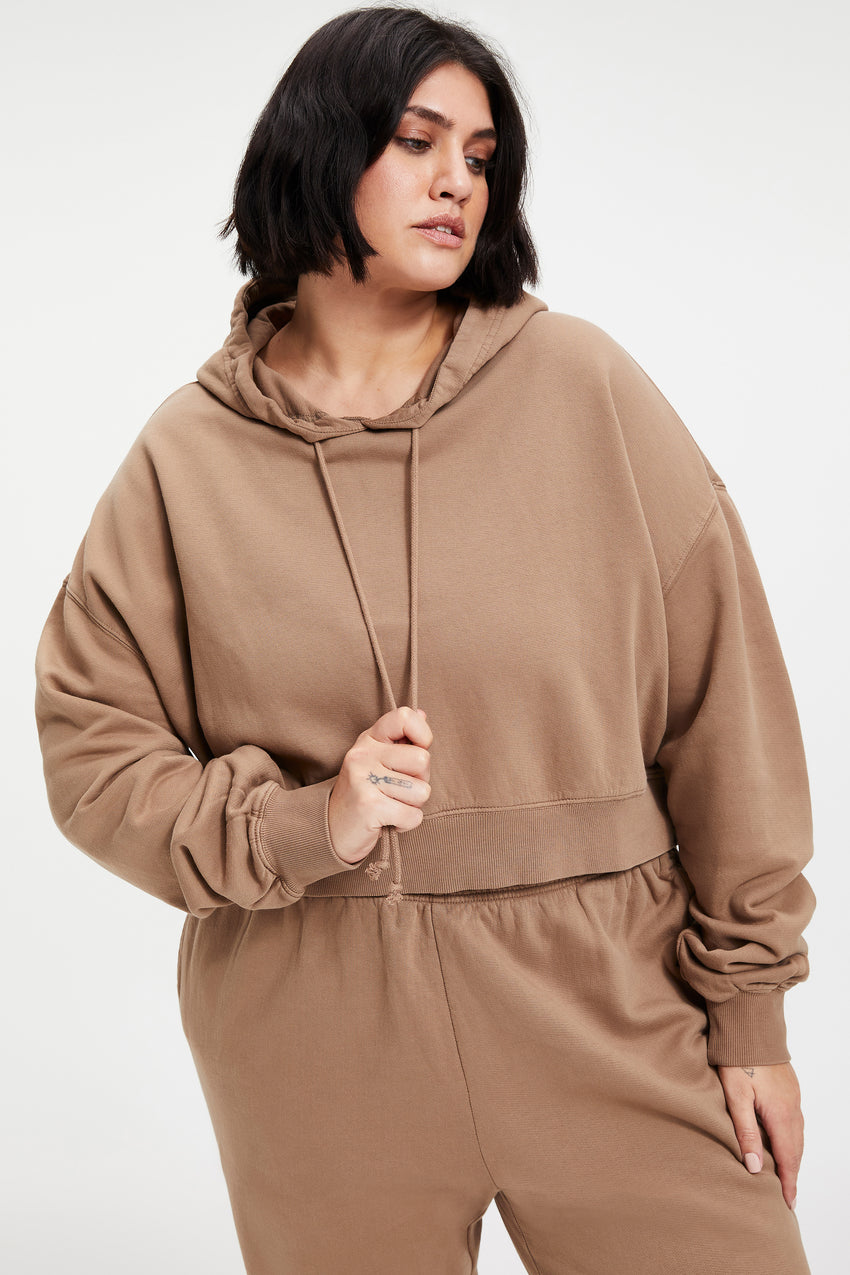 COTTON CROPPED HOODIE | PUTTY001 View 8 - model: Size 16 |