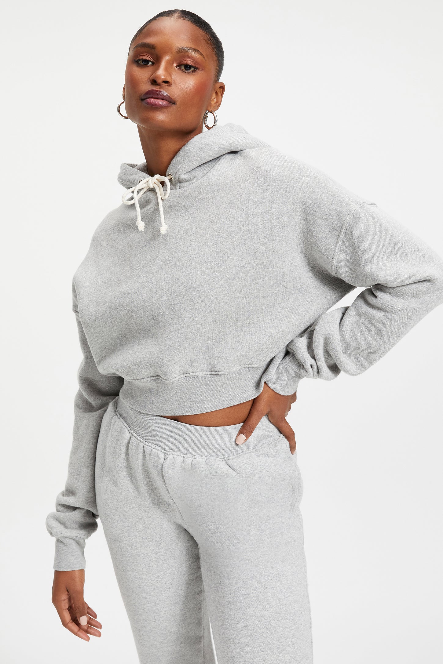 CROPPED & COOL HOODIE | HEATHER GREY001 - GOOD AMERICAN