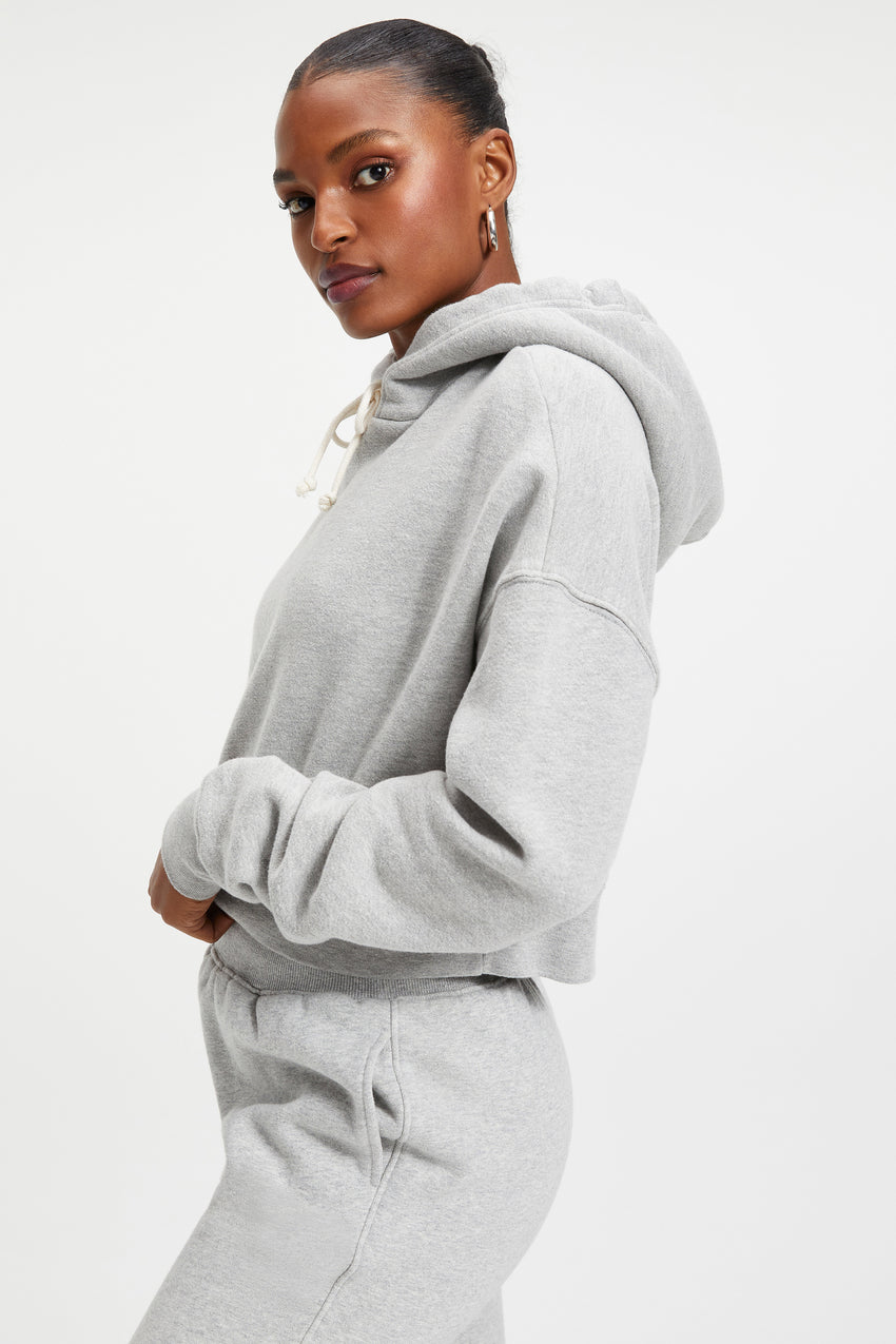CROPPED & COOL HOODIE | HEATHER GREY001 View 1 - model: Size 0 |