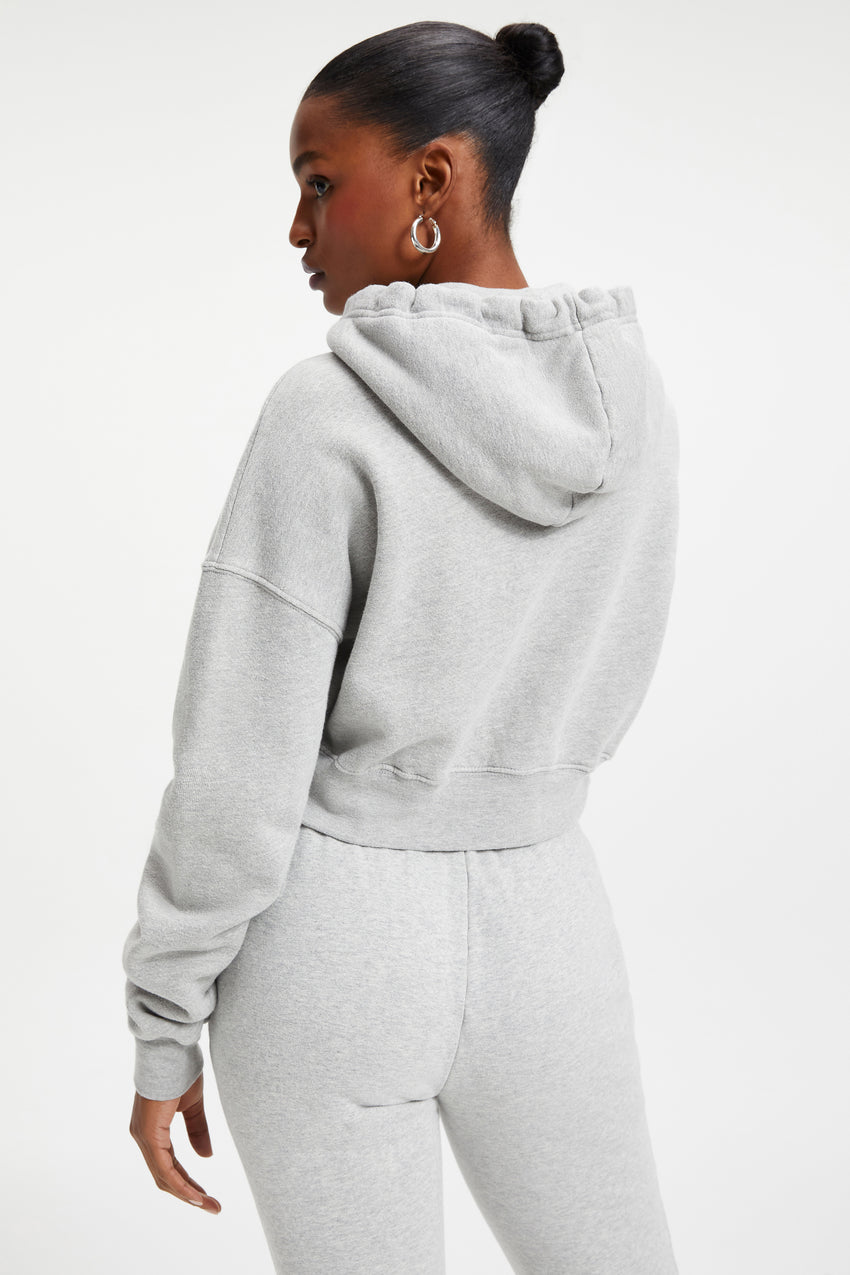 CROPPED & COOL HOODIE | HEATHER GREY001 View 2 - model: Size 0 |