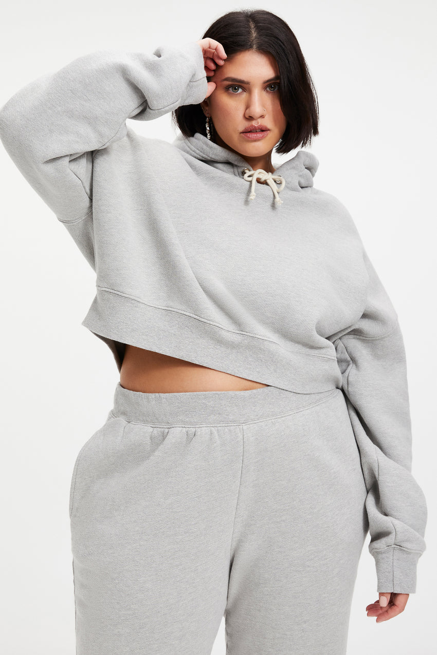 CROPPED & COOL HOODIE | HEATHER GREY001 View 8 - model: Size 16 |