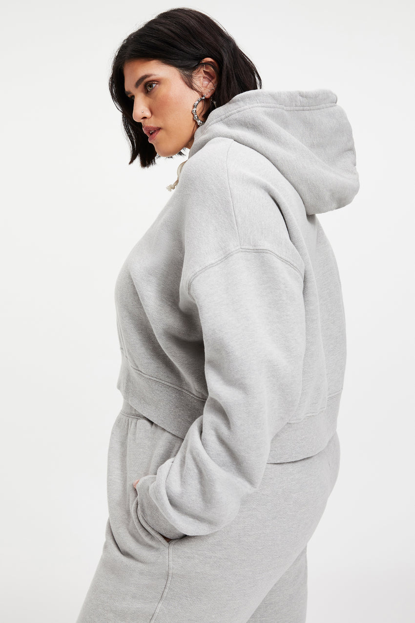 CROPPED & COOL HOODIE | HEATHER GREY001 View 7 - model: Size 16 |