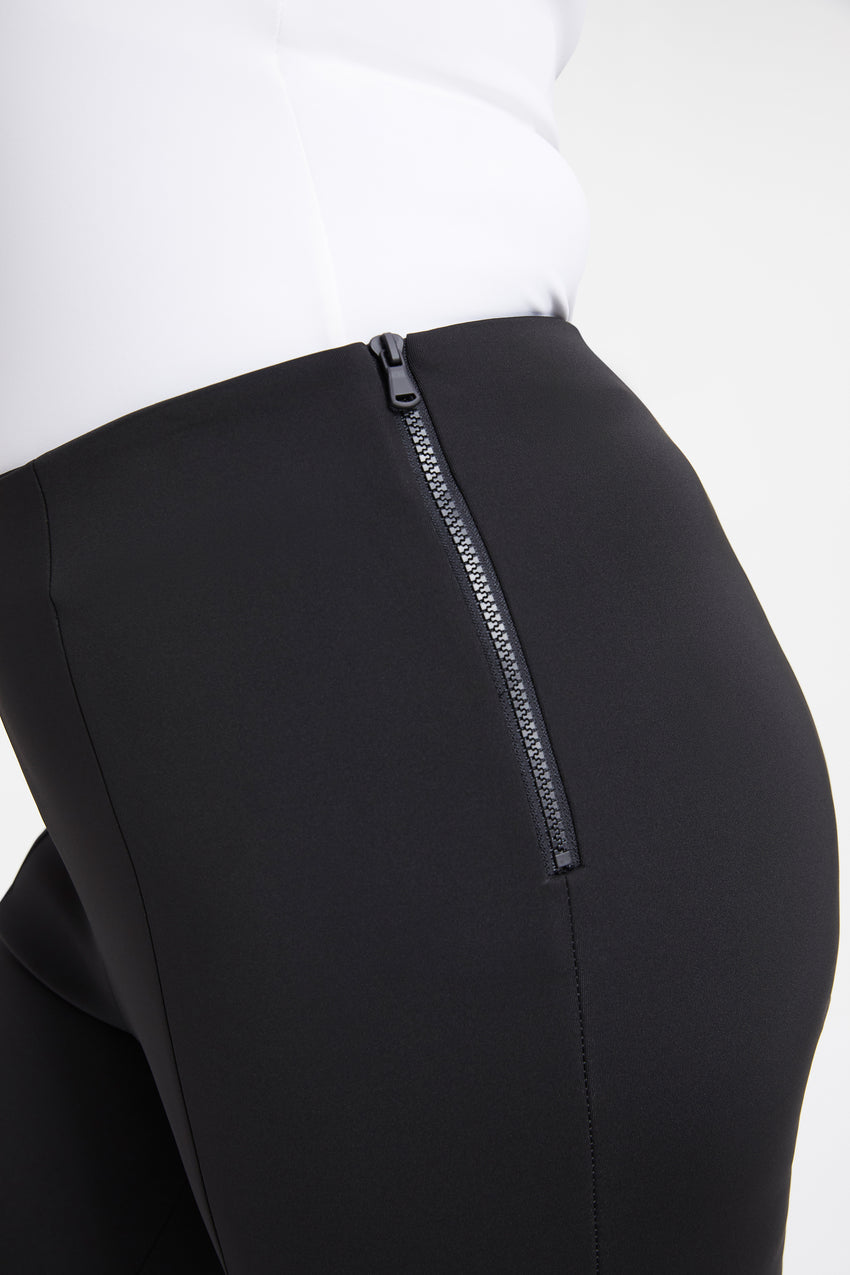 Black Zip Detail Scuba Leggings, Trousers