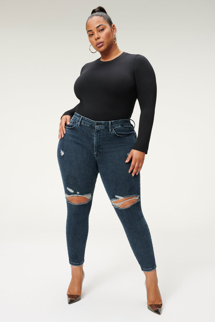 ALWAYS FITS GOOD WAIST CROPPED SKINNY JEANS | BLUE857 - GOOD AMERICAN