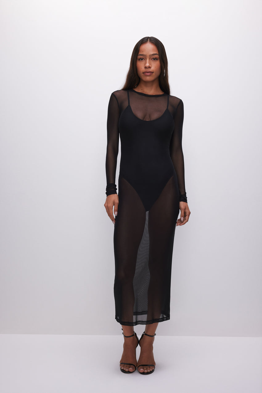 MESH MAXI DRESS | BLACK001 View 1 - model: Size 0 |