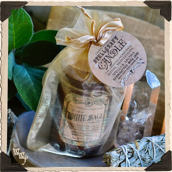 WHITE SAGE CANDLE APOTHECARY 5oz.For Wishes, Energy Clearing & Ceremon ...