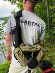 The gearpac sling bag hands free dog walking system holds your dog leash and all your gear for the day
