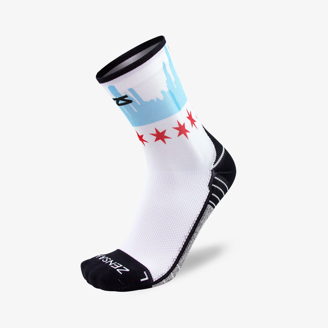 Zensah Mini-Crew Old School Chicago Socks with Anti-Blister, Seamless Toe, Reduce Fatigue, Anatomical Design, Moisture Wicking - Extra Large, Nylon/