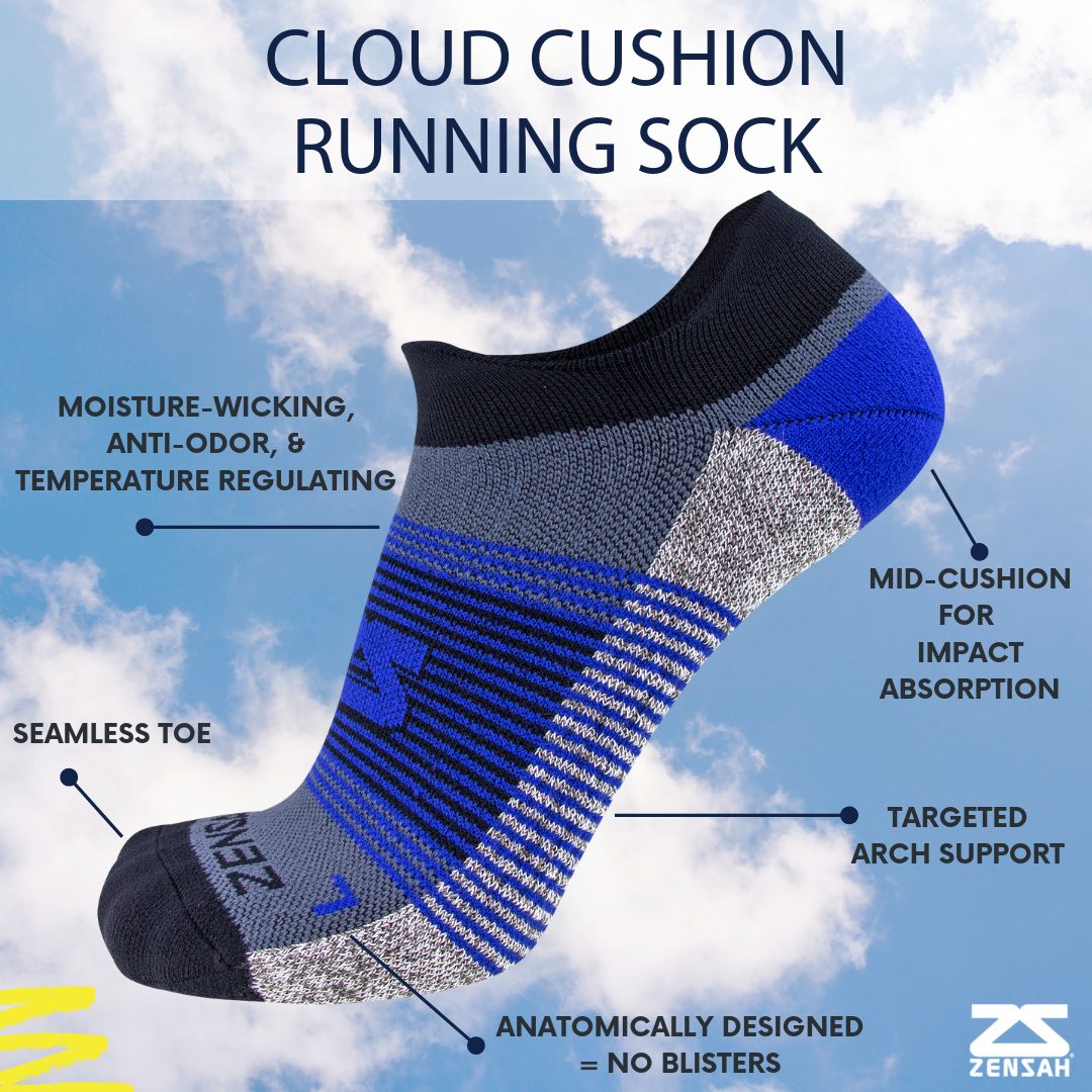Cloud Cushion Running Socks, No Show 