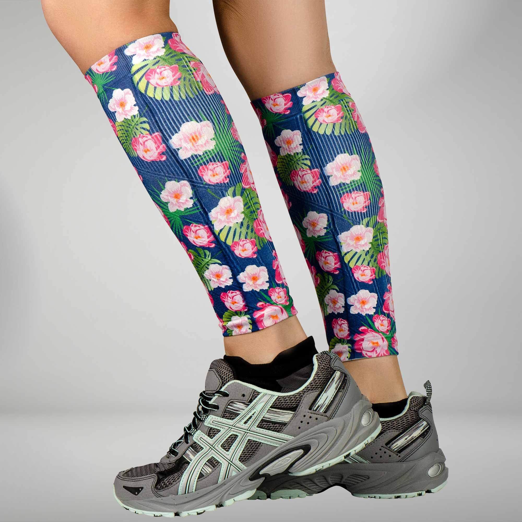 Floral Compression Leg Sleeves Calf Sleeves Marathons Zensah