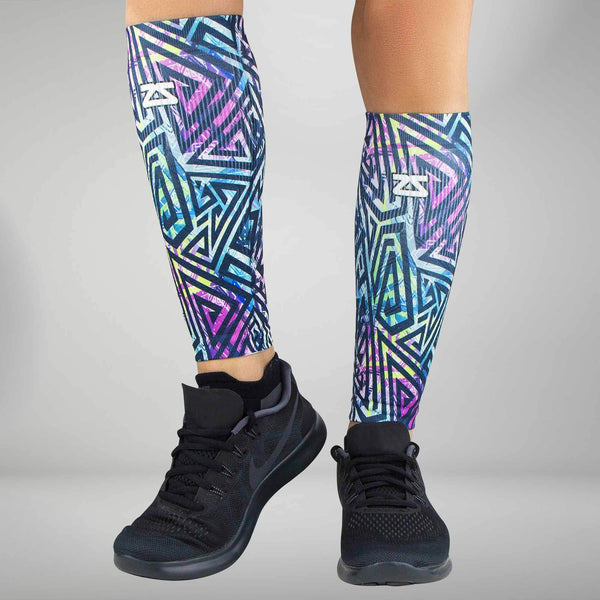 Geo Maze Compression Leg Sleeves - Marathon Running | Zensah