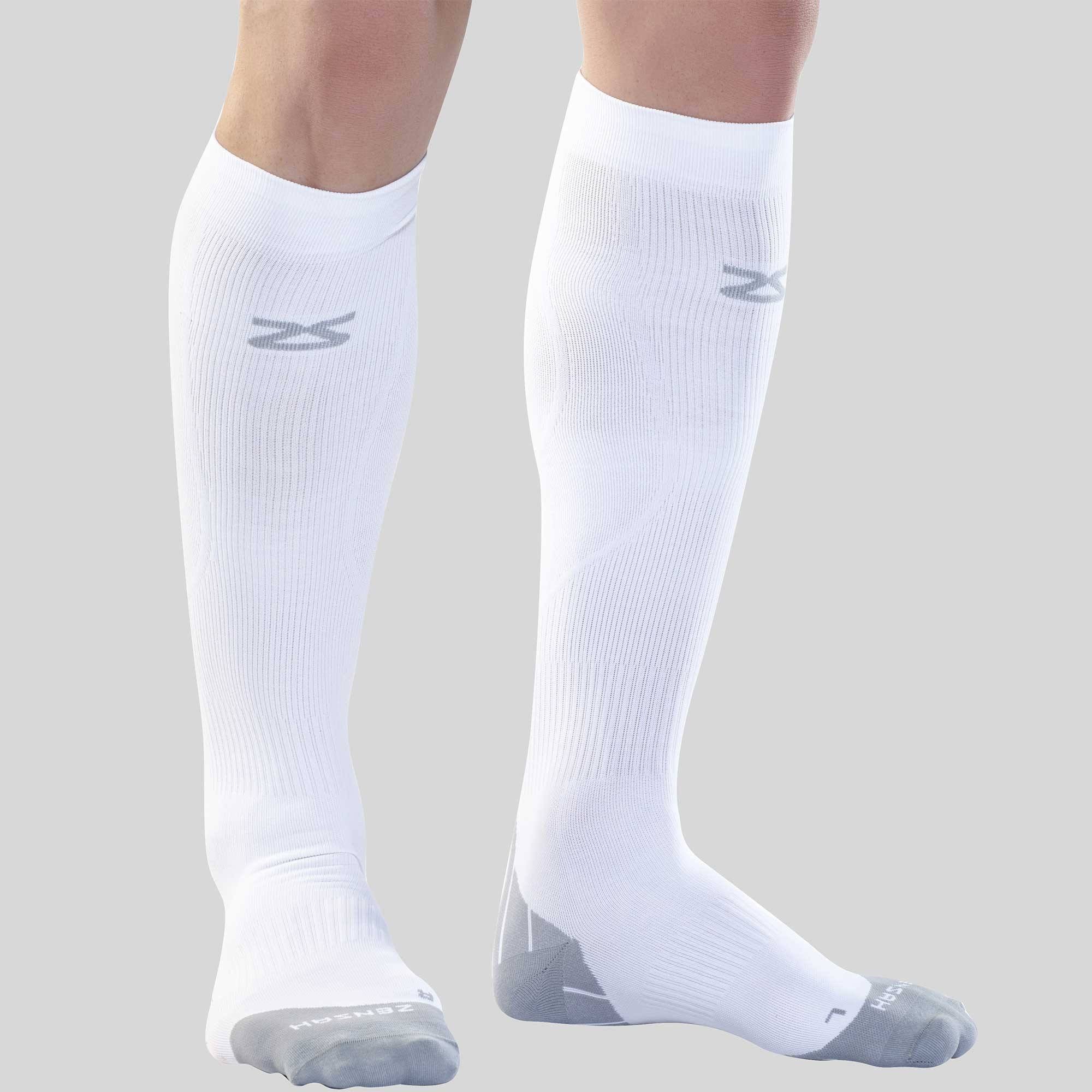 white compression socks running
