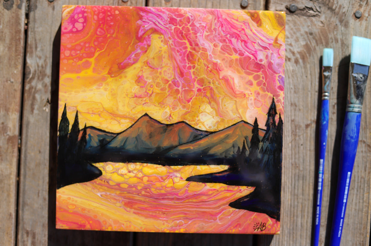 sunset reflection painting