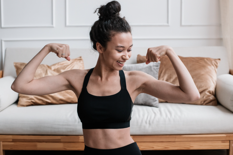 Woman flexing her muscles