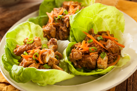 Healthy Asian Chicken Lettuce Wrap with Carrots