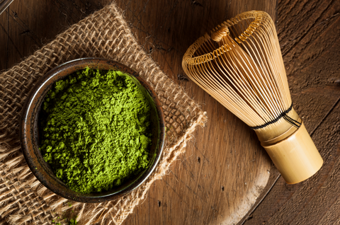 Raw Organic Green Matcha Tea in a Bowl