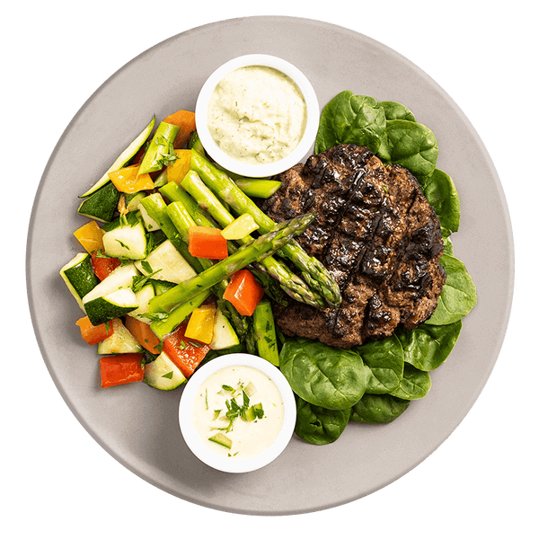 Moroccan Burger with Cucumber Tahini Dressing (Keto - Friendly)