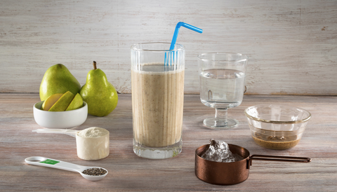 pear shake with ingredients spread
