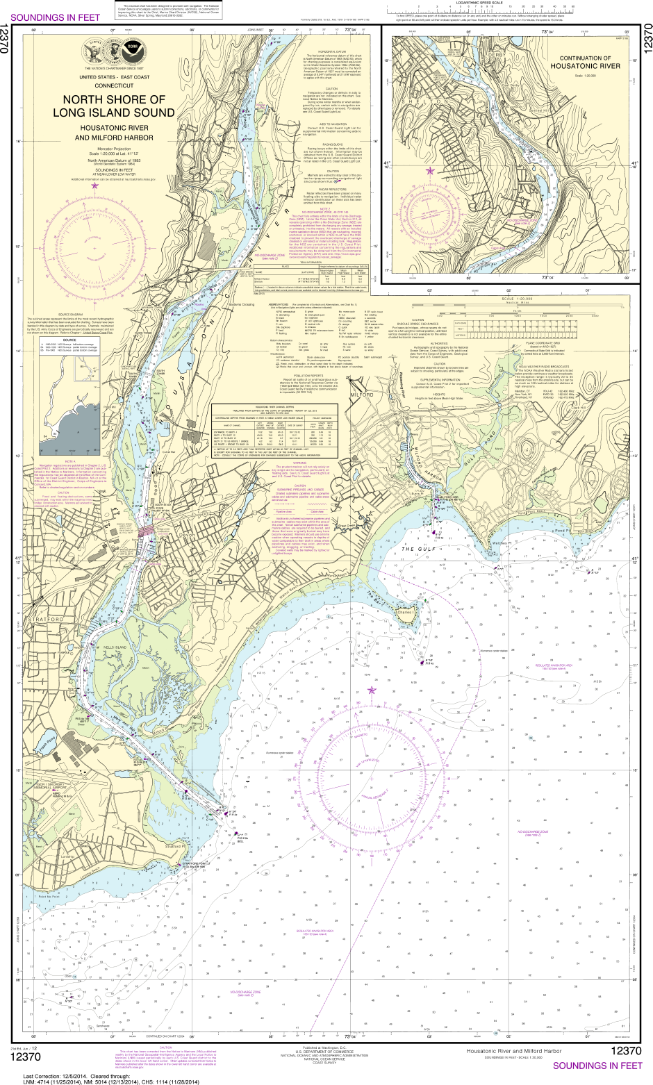 NOAA Chart 12370 North Shore of Long Island Sound Housatonic River