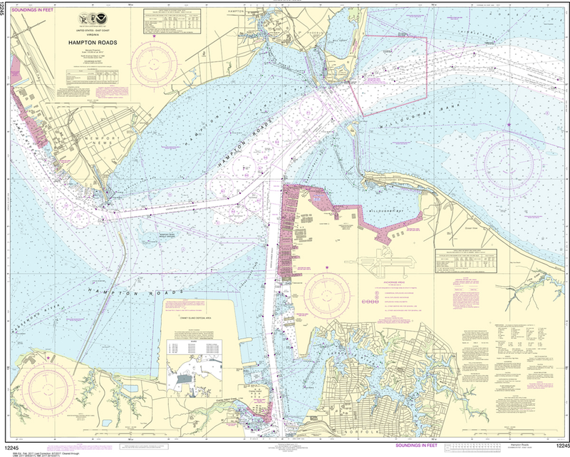 NOAA Chart 12245 Hampton Roads Captain's Nautical Books & Charts