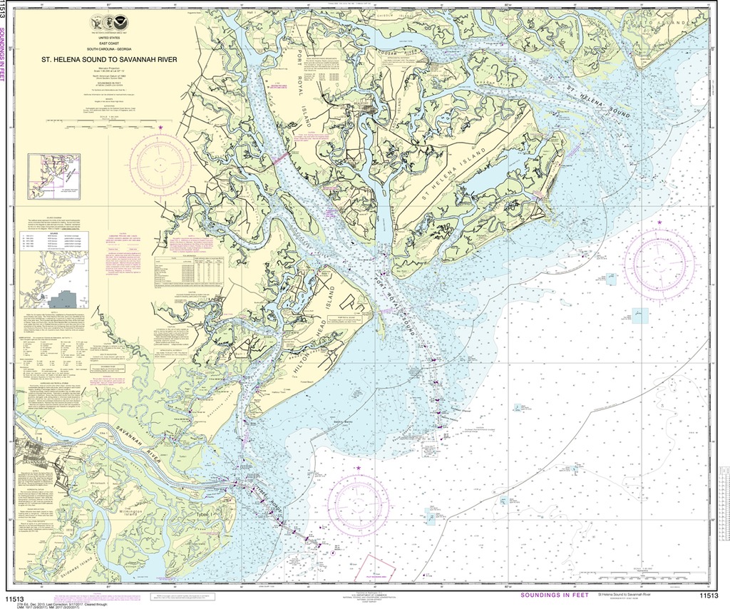 Savannah River Fishing Map Noaa Chart 11513: St. Helena Sound To Savannah River - Captain's Nautical  Books & Charts